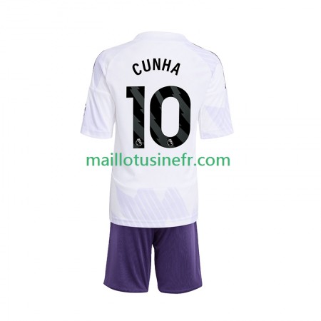 Maillot de Foot Manchester United Matheus Cunha 10 Extérieur 2025-26 - Enfant